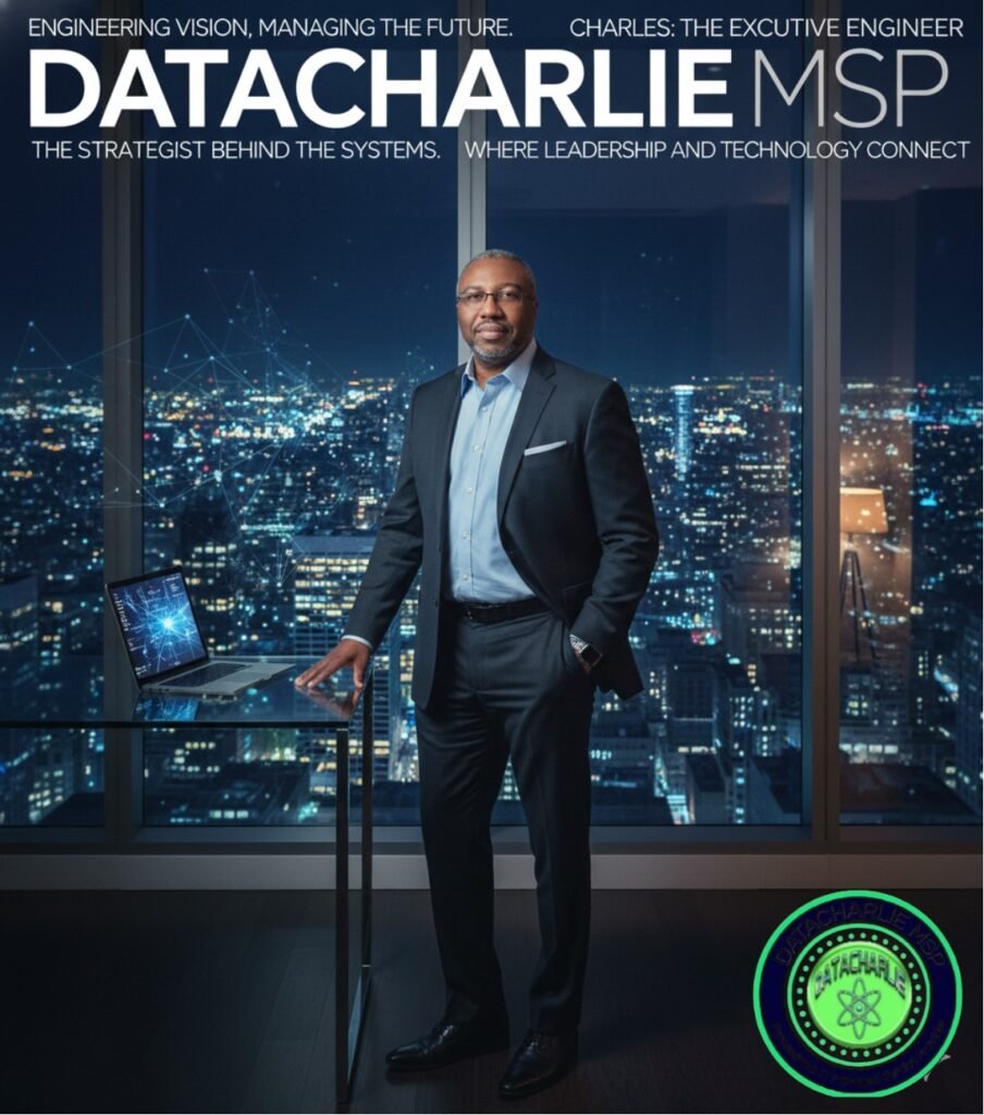 Charles W. Howard, founder and CEO of Datacharlie MSP, in a city office at night