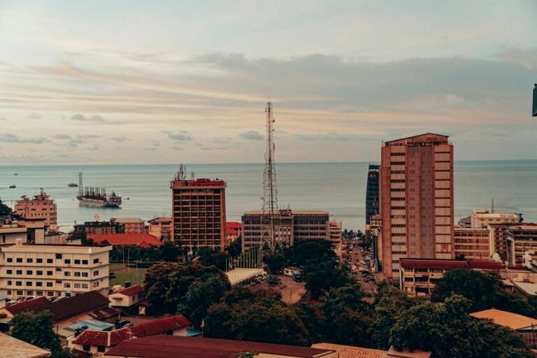 Freetown skyline and harbour, Sierra Leone